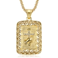 Detailed macro of gold plated prayer hands necklace with sparkling crystal inlay - Gold Pendant Only