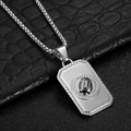 Silver stainless steel box chain necklace with an American football dog tag pendant - Silver American Football Pendant Only (Without Chain)