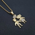 Collar hip hop bañado en oro con colgante de niño y niña y cristales brillantes - Colgante Tono Dorado (Sin Cadena)