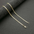 Collana a catena barbazzale in oro lucido da uomo con chiusura a moschettone su pelle nera - Oro 3mm*61cm