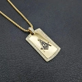 Collana hip hop placcata oro con ciondolo quadrato massonico G e pietre di zircone - Ciondolo Simbolo Massonico AG / Solo ciondolo dorato