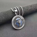 Pharaoh pendant necklace in silver and blue enamel with stainless steel box chain - Pendant Only / Steel