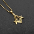 Goldene Freimaurer-Halskette mit G-Anhänger und Diamanten, Hip-Hop-Schmuck für Herren - Freimaurer Buchstabe G Stil (DZ455B) / Nur goldener Anhänger