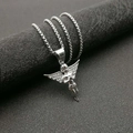 Gepolijste zilveren engel hanger met zirkonia kristallen aan een klassieke boxketting - Zilveren Hanger Zonder Ketting