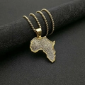Collar hip hop chapado en oro con colgante de mapa de África y circonitas incrustadas - Colgante Mapa África 168 Solo (Sin Cadena)