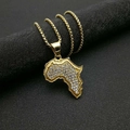 Collar hip hop bañado en oro con colgante mapa África y cristales brillantes - Colgante Mapa África 174 Solo (Sin Cadena)