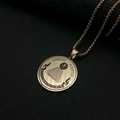 Gold plated stainless steel Eye of Providence necklace on a black textured background - Gold Pendant Only
