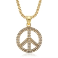 Collana con ciondolo segno della pace placcato oro hip hop con diamanti per uomo e donna - Solo ciondolo dorato