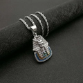 Collana con pendente faraone egiziano in argento con zirconi e smalto su catena a corda - Solo ciondolo d'argento