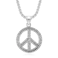 Collana con ciondolo simbolo della pace in argento lucido con zirconi e catena box - Solo ciondolo d'argento