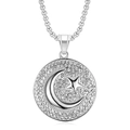 Collana con ciondolo bandiera turca con stella e mezzaluna in acciaio e cristalli - Ciondolo Color Acciaio Solo (Senza Catena)