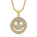 Vergulde ketting met sprankelende smiley hanger en zirkonia in hiphop-stijl ontwerp - Alleen gouden hanger