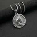 Silberne Pferdekopf-Halskette mit Zirkonia-Steinen und robuster Box-Kette für Herren - Nur silberner Anhänger