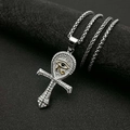 Collana Ankh hip hop in acciaio dorato con occhio di Horus e cristalli scintillanti - Pendente Singolo (Senza Catena) / Due colori