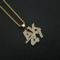 Collier hip hop plaqué or avec pendentif AK47 serti de zircons et chaîne de type corde - Or (Pendentif Uniquement)