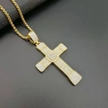 Collier avec pendentif croix en acier inoxydable plaqué or et strass scintillants - Pendentif doré uniquement