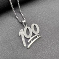 Collana con ciondolo emoji 100 argento hip hop e strass scintillanti con catena box - Pendente Singolo (Senza Catena) / Argento
