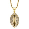 Collana hip hop placcata oro con ciondolo a forma di football americano e cristalli - Solo ciondolo dorato