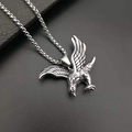 Silberne Adler-Anhänger-Halskette mit detaillierten Federn an einer klassischen Box-Kette - Nur silberner Anhänger