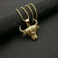Hip hop gold plated stainless steel bull head pendant necklace with rhinestones - Gold Plain Pendant Only (No Diamonds)