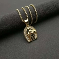 Hiphop goudkleurige titanium stalen ketting met een diamanten paardenhoofdhanger - 013 Hanger Zonder Ketting