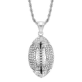 Collana hip hop con ciondolo a forma di rugby argento e strass su una catena a corda tonda - Ciondolo Singolo Color Argento