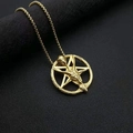 Retro gold stainless steel necklace featuring a Baphomet goat head and pentagram pendant - Gold Pendant Only (DW358)