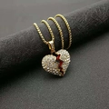 Hiphop halsketting met vergulde gebroken hart hanger en sprankelende kristallen - Goud Groot (Hanger Zonder Ketting)