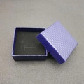 Square dark purple faux leather jewelry gift box with textured diamond pattern lid - Blue