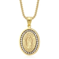 Collier hip hop plaqué or avec pendentif Vierge de Guadalupe et pierres de zircon AAA - Pendentif Seul (Or)