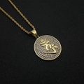Gold plated stainless steel religious pendant necklace with sparkling pavé crystals - Pendant Only