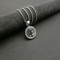 Collana con ciondolo Albero della Vita in argento con zirconi su sfondo moderno - Solo Ciondolo Color Acciaio (Senza Catena)