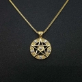 Hip hop gold plated stainless steel star pendant necklace with crystal zircons - Gold Pendant Only