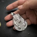 Silver Anubis pendant necklace with pyramid and all-seeing eye detail on black leather - Smooth Surface Pendant Only (Without Chain) / Steel