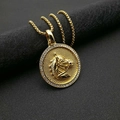 Collier en acier inoxydable doré avec pendentif tête de cheval et détails en cristaux - Pendentif Seul Doré (Sans Chaîne) (DW700)