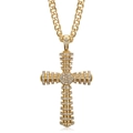 Pendentif croix en titane plaqué or style hip-hop serti de cristaux de zircone brillants - Pendentif doré uniquement