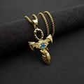 Collana Ankh in acciaio dorato con pendente occhio di Horus blu su catena a sfere - Ciondolo Oro Solo (Senza Catena)