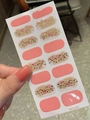 Dettaglio degli adesivi per unghie LT-015 con sfumatura rosa, foglia oro e glitter - Stile Sfumato Rosa Paillettes Foglia d'Oro (LT-015) / Fogli Singoli