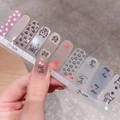 Pegatinas de gel para uñas con gatos lindos en lavanda y plata de larga duración - Hojas Individuales