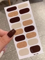 Detail of LT-003 nail stickers in solid brown, beige, and shimmering gold glitters - Mixed Brown Beige Gold Colors (LT-003) / 14 Stickers/Sheet