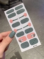 Dettagli degli adesivi per unghie LT-074 con arte astratta e motivi di volti in verde e rosa - Viso Arte Astratta (LT-074) / 14 Adesivi/Foglio