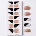 Minimalist black and gold French nail stickers set LT-076 with glitter gradients - Black White Gold Geometric Style (LT-076) / 16 Tips
