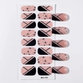 Adesivi per unghie minimalisti LT-079 rosa nude e neri con stelle e linee geometriche - Diagonale Francese Nordico Minimalista (LT-079) / 16 Pezzi