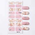 Wasserfeste Nageltattoos LT-183 mit rosa Blattmustern und Glitzer-Akzenten - 16 Tipps / Rosa und Weiß