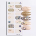Stickers à ongles léopard de luxe avec feuilles d'or et paillettes rose champagne - 16 Pièces