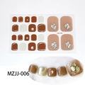 Detailed view of 5D glitter toe nail stickers with rhinestones and shell fragments - Red Brown Sequin Shell Style (MZJJ006)