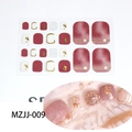5D Weinrote Fußnagelaufkleber mit Goldfolie und Glitzer für die Pediküre Dekoration - Weinrot Marmor Goldfolie Stil (MZJJ009)