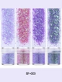 Dettaglio macro set da 4 flaconi di glitter per unghie con paillettes esagonali miste - Mix Lavanda Rosa (SF-003) / Standard
