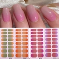 Set of 4 gradient full cover nail stickers in pink, orange, and blue purple tones - Gradient Color Collection 2 (CSZH-2)