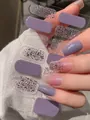 Detail of ultra-thin purple matte and glitter nail art stickers on a sweater background - Purple Matte Colorful Glitter Style (PDD-222)